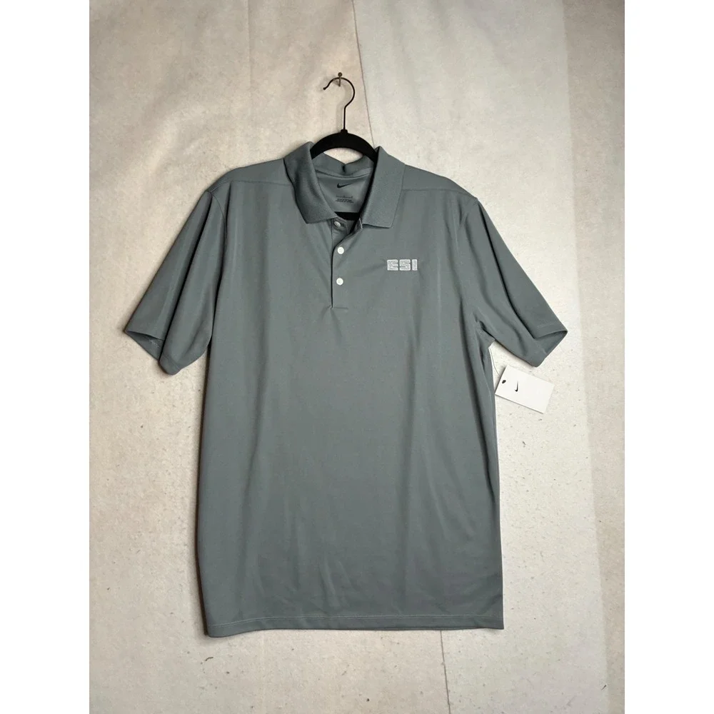 NWT Nike Golf Mens‎ Gray Short Sleeve ESI Logo Polo Shirt DC1963-065 Size L
